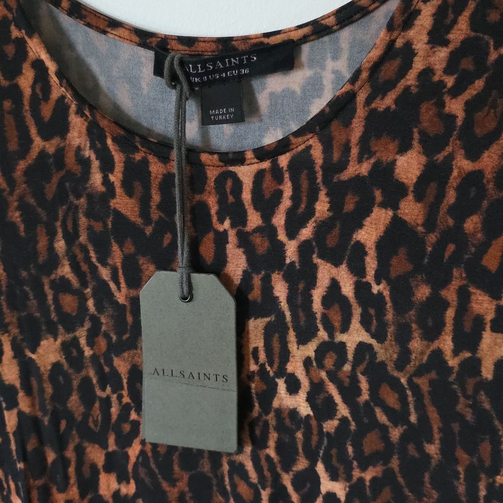 NWT AllSaints Katlyn Anita Leopard-Print Long Sleeve Maxi Dress, Size 4 - Picture 3 of 5